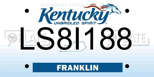 LS8I188 Kentucky License Plate
