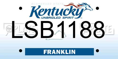 LSB1188 Kentucky License Plate