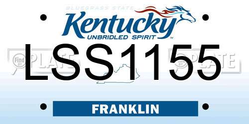 LSS1155 Kentucky License Plate