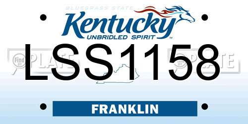 LSS1158 Kentucky License Plate