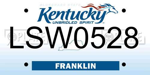 LSW0528 Kentucky License Plate
