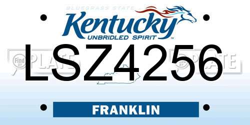 LSZ4256 Kentucky License Plate