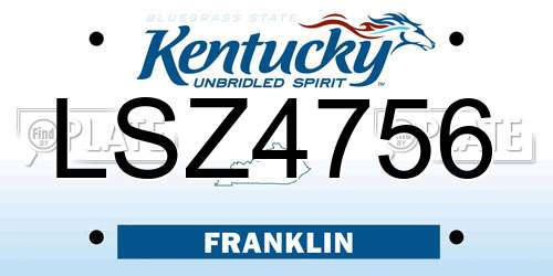 LSZ4756 Kentucky License Plate