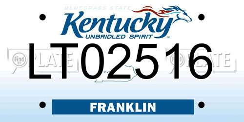 LT02516 Kentucky License Plate