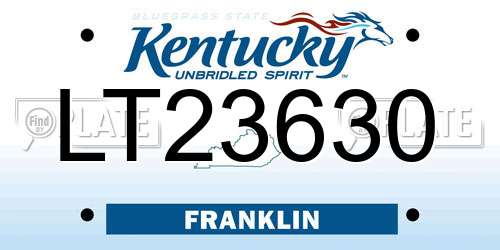 LT23630 Kentucky License Plate