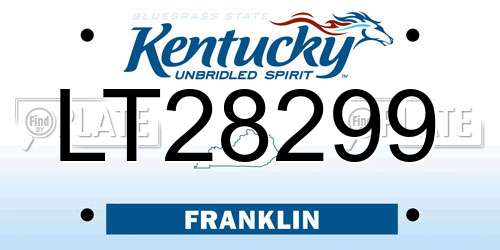 LT28299 Kentucky License Plate