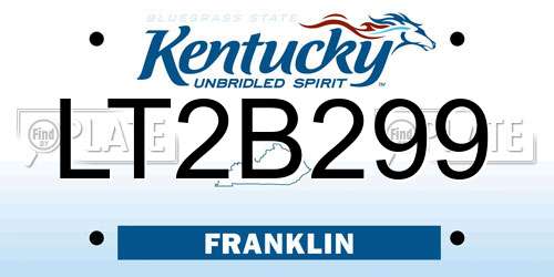 LT2B299 Kentucky License Plate