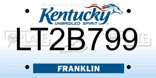 LT2B799 Kentucky License Plate