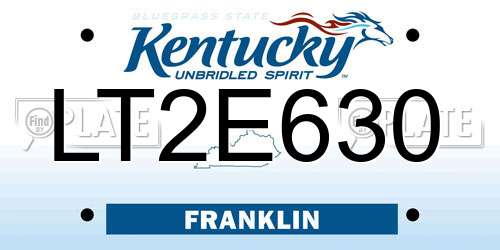 LT2E630 Kentucky License Plate