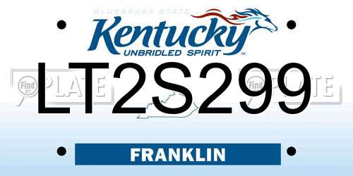 LT2S299 Kentucky License Plate
