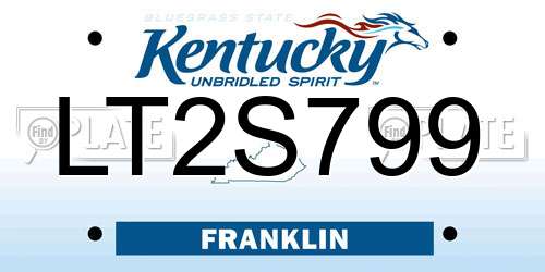 LT2S799 Kentucky License Plate