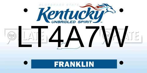 LT4A7W Kentucky License Plate