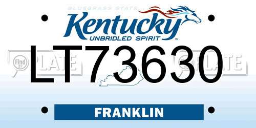 LT73630 Kentucky License Plate