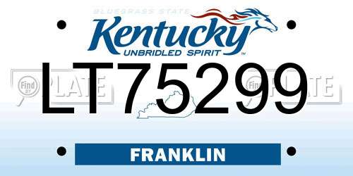 LT75299 Kentucky License Plate