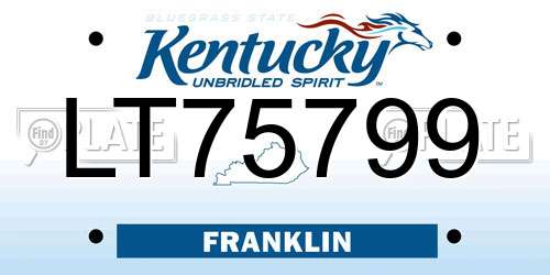 LT75799 Kentucky License Plate