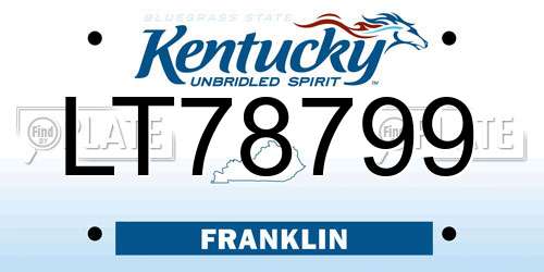 LT78799 Kentucky License Plate