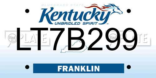 LT7B299 Kentucky License Plate