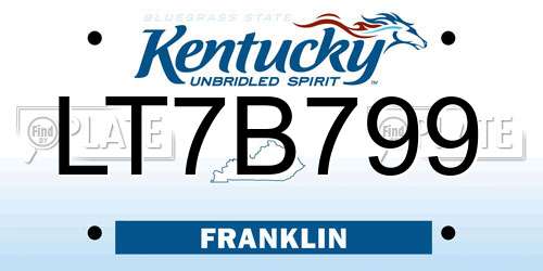 LT7B799 Kentucky License Plate