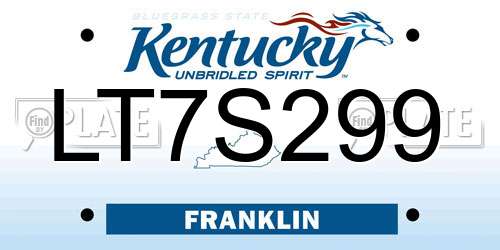 LT7S299 Kentucky License Plate
