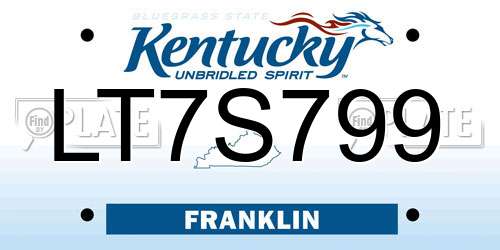 LT7S799 Kentucky License Plate