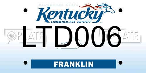 LTD006 Kentucky License Plate