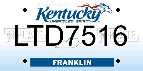 LTD7516 Kentucky License Plate