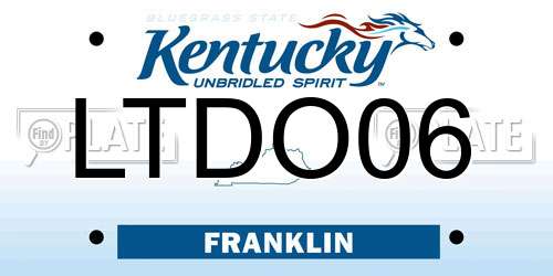 LTDO06 Kentucky License Plate