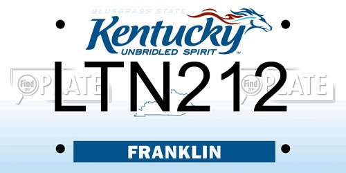 LTN212 Kentucky License Plate