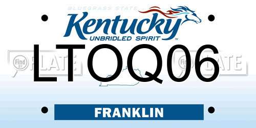 LTOQ06 Kentucky License Plate