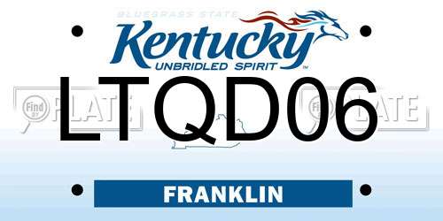 LTQD06 Kentucky License Plate