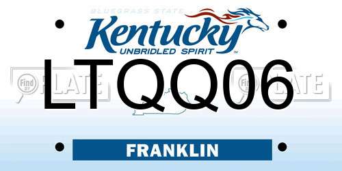 LTQQ06 Kentucky License Plate