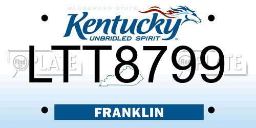 LTT8799 Kentucky License Plate