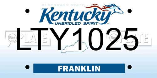 LTY1025 Kentucky License Plate