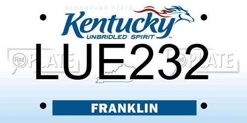 LUE232 Kentucky License Plate