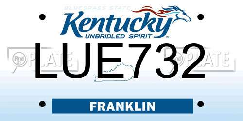 LUE732 Kentucky License Plate