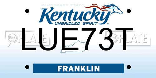 LUE73T Kentucky License Plate