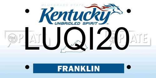 LUQI20 Kentucky License Plate