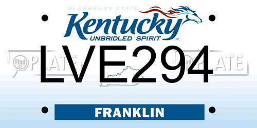 LVE294 Kentucky License Plate