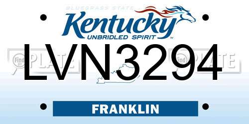 LVN3294 Kentucky License Plate