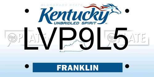 LVP9L5 Kentucky License Plate