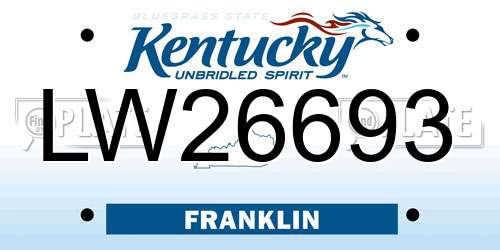 LW26693 Kentucky License Plate