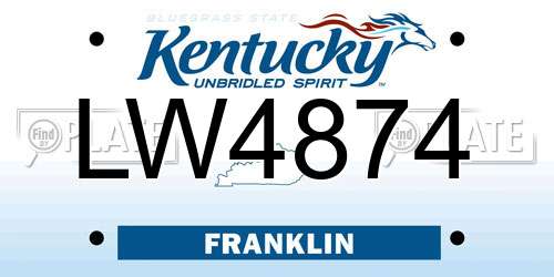LW4874 Kentucky License Plate