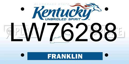 LW76288 Kentucky License Plate