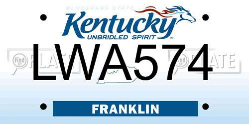 LWA574 Kentucky License Plate