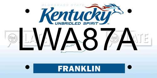 LWA87A Kentucky License Plate