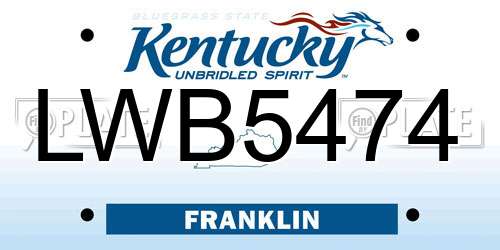LWB5474 Kentucky License Plate
