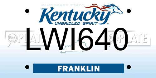 LWI640 Kentucky License Plate