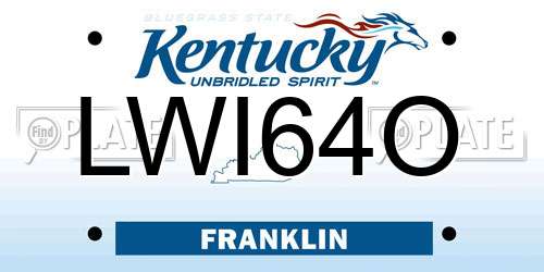 LWI64O Kentucky License Plate