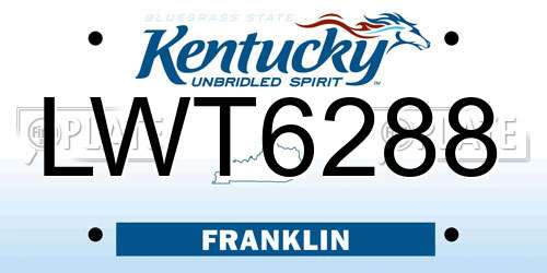 LWT6288 Kentucky License Plate