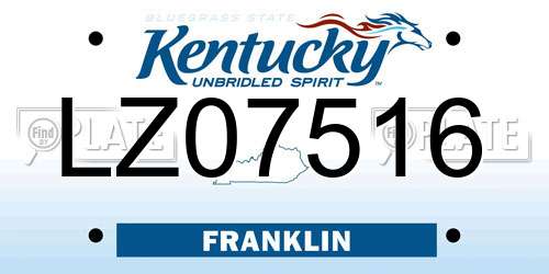 LZ07516 Kentucky License Plate